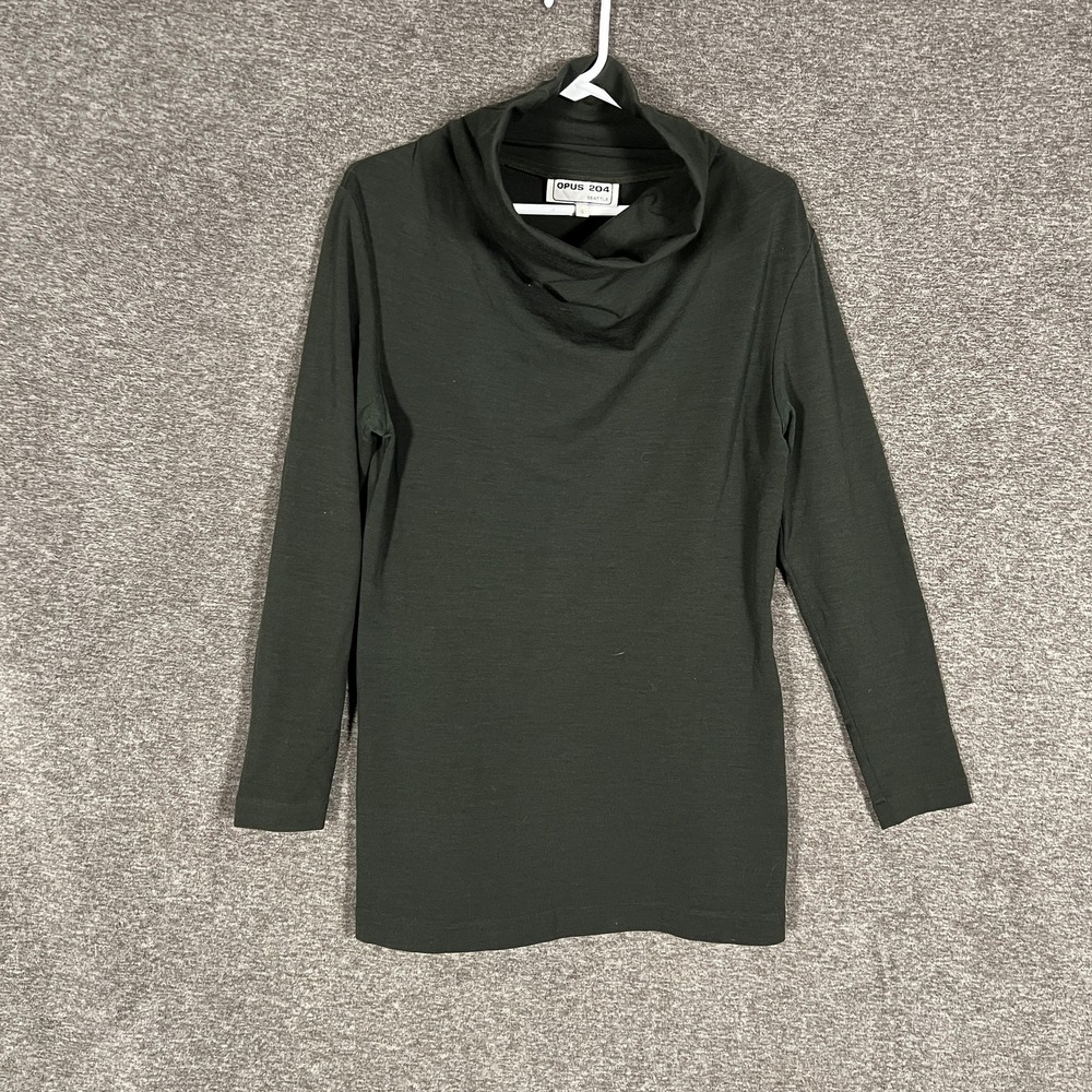 OPUS 204 Shirt Womens 0‎ Green Cowl Neck Long Sleeve Tunic Top Lightweight Knit